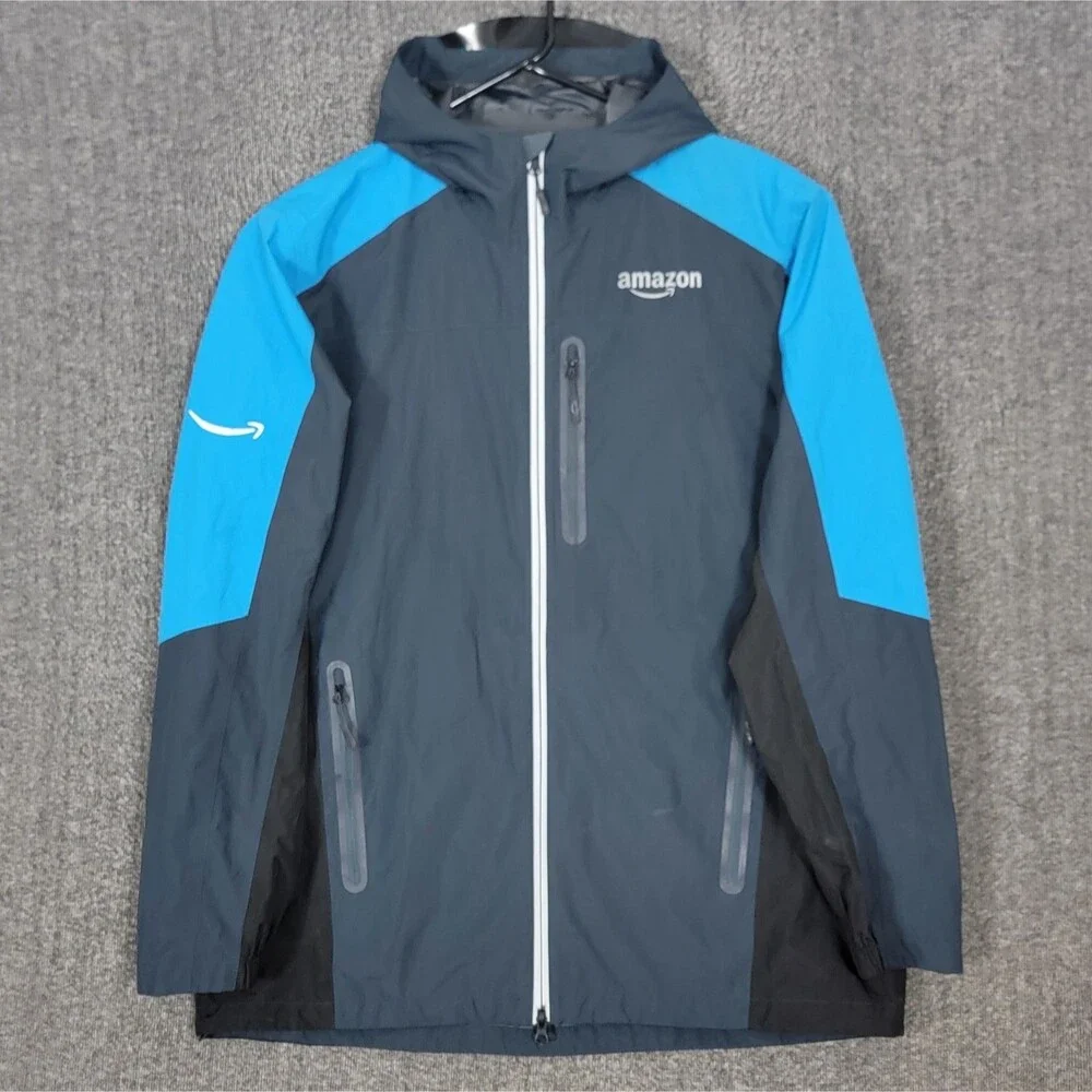 Amazon Tropical Rain Shell Jacket Mens Large Blue Vented Zip Luly Yang Workwear